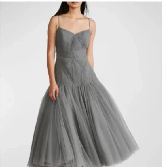 Zac Posen Pleated Cocktail Midi Dress Zac Posen Pleated Cocktail Midi Dress